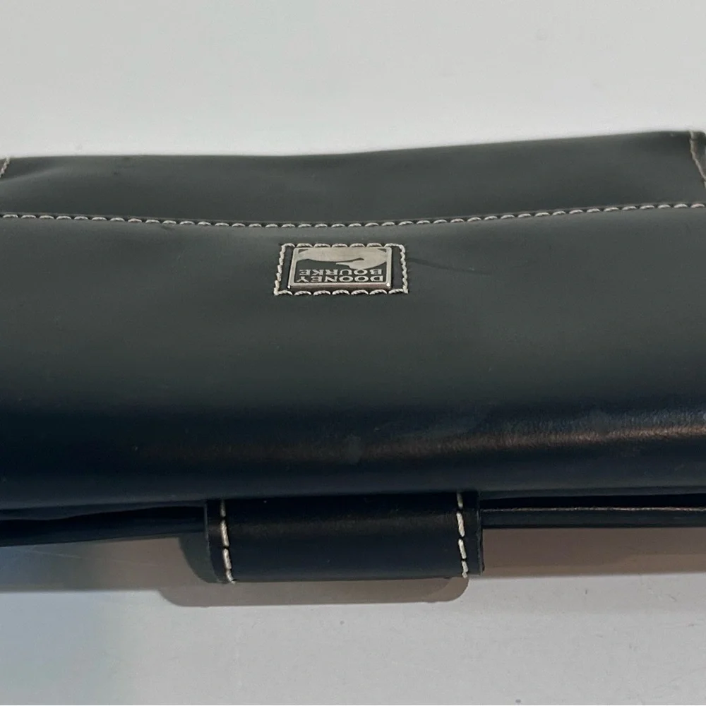 Dooney & Bourke Black Leather Wallet Clutch Made in Italy Duck Logo